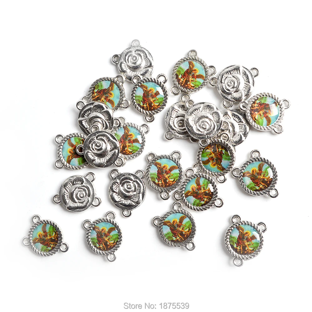 

St Michael Archangel Religious Rosary Necklace Centerpiece Connectors