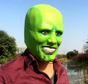 

Hot Sale Movie The Mask Jim Carrey Male Mask Mens Fancy Dress Superhero Comic Adults Costume Accessories in stock