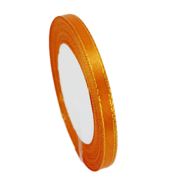 Luxurious Gold Edge Satin Ribbon - High-Quality Gift Packaging, Multiple Widths Available