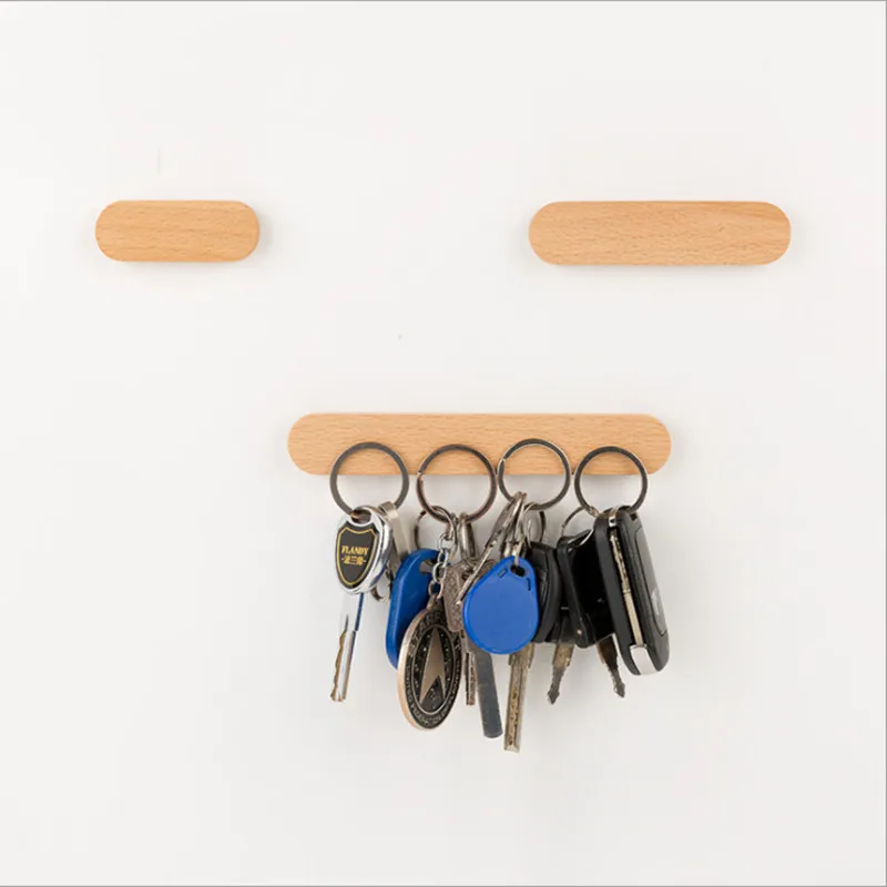 Творческий 6 деревянная стилизованная в форме крючок для ключей настенный крючок деревянные крючки ключ магнитной муфты для автомобилей для холодильника магнитные ключей настенный держатель двери крючок