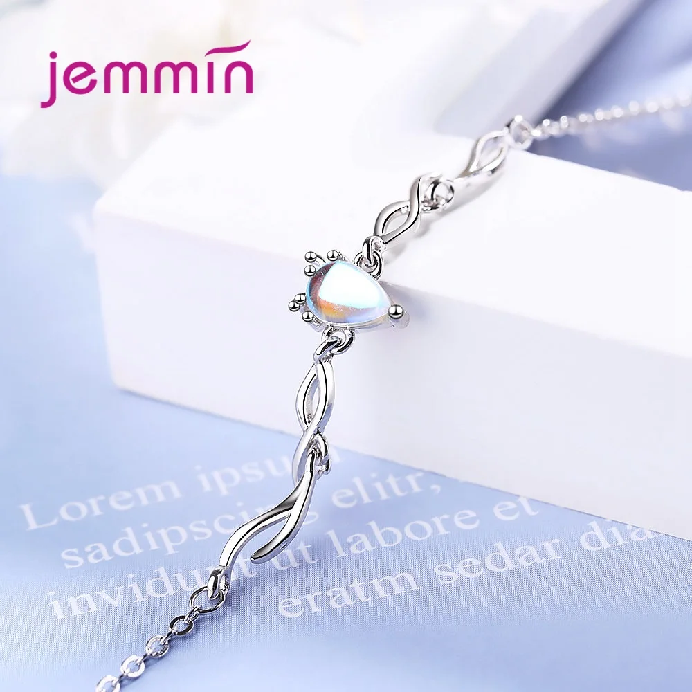 Новая мода 925 Серебряное блестящее необычное роскошное ожерелье лунный камень для женщин девушек влюбленных ювелирных изделий подарки на день рождения
