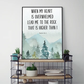 

Bible Verse Psalm 61 2 Christian Wall Art Canvas Painting When my heart is overwhelmed Quotes Poster Prints Picture Home Decor