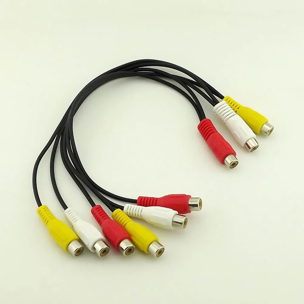 

1pcs Composite 3 RCA Female to 6 Female Jack Audio Video Cable Adapter 1FT/30CM