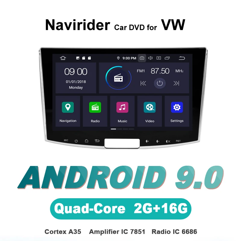 

Navirider autoradio gps navigation android 9.0 car radio Player for PASSAT CC B7 2012 2013 Aux bluetooth stereo auto accessories