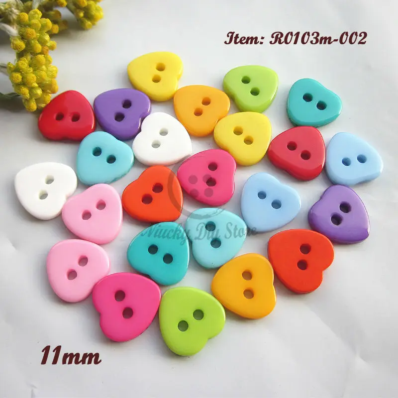 

100pcs 11mm mixed color heart resin buttons small colorful buttons for sewing craft scrapbooking decorative material
