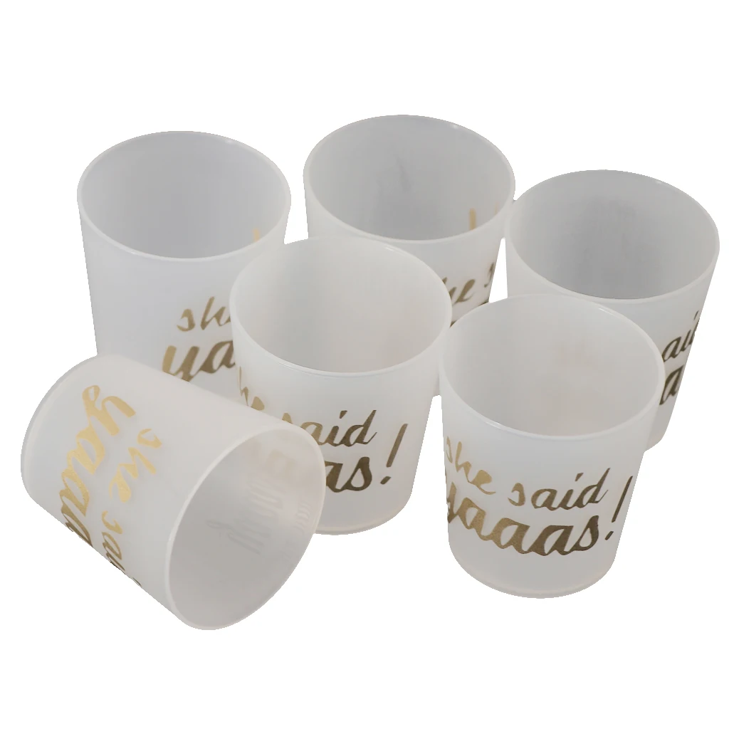 6pcs She Said Yaaas Novelty Drinking Cups Plastic Shot Glasses for Bachelorette Party Hen Party Supplies Home Travel Use