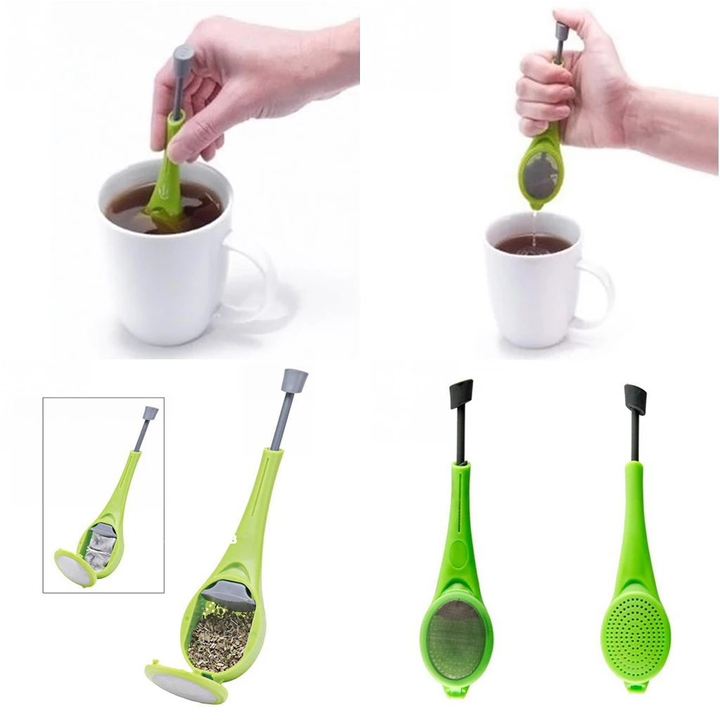 1 Pack Press Tea Infuser Silicone Filter Loose Tea Leaf Bagged Teas