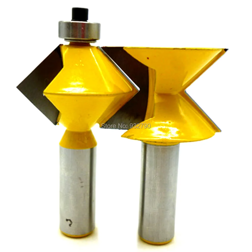 2pcs Woodworking Drill Bit Milling Cutter Wood Door Tongue Groove Joints 1/2" Shank Two Flute