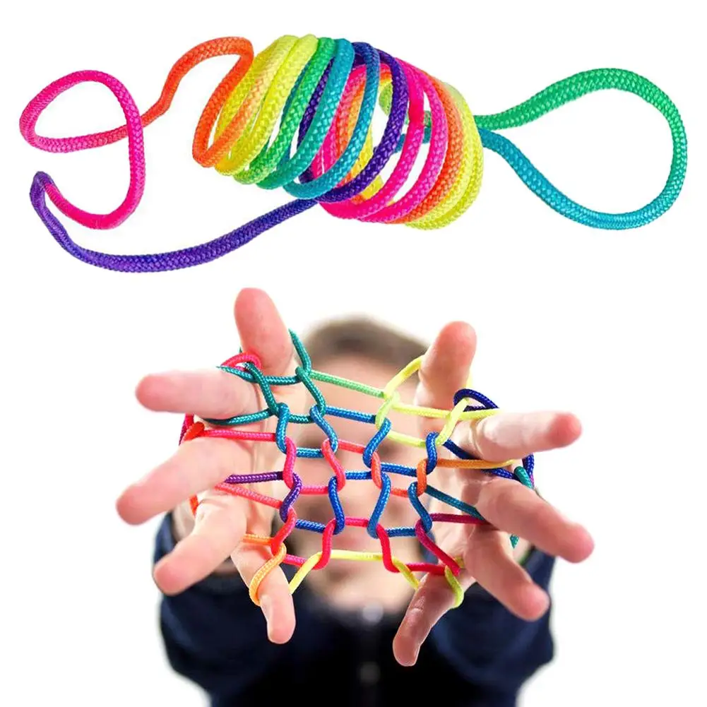 

Rainbow Coloured Thread Toy Rope Finger Rope Puzzle Creates Various Figures 165cm