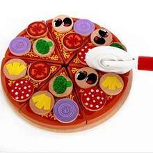 Детские игрушки для ролевых игр, деревянные моделирование пиццы, набор для резки, кухня, еда, обучение маленьких детей, вечерние игрушки с ножом