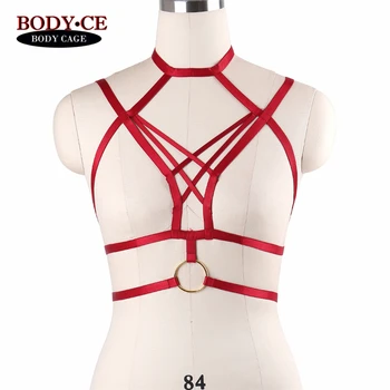 

BODY CAGE Harness Belt Elastic Bondage Lingerie Hollow Out Bra BurningMan Sexy Body Cage Crop Tops Goth Cosplay Apparel Lingerie
