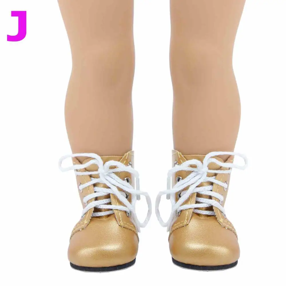 Модные ботинки со шнуровкой на Плоском Каблуке; обувь для куклы для американских девочек; 18 дюймов; кукла для маленьких девочек; лучшие аксессуары для DIY; игрушка - Цвет: NO.J