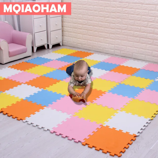 MQIAOHAM Foam Mat Children Crawling Play Mat Kids Game Puzzle Mats Kindergarten Flooring Tiles 18 pcs/set crawling rugs For Baby 3
