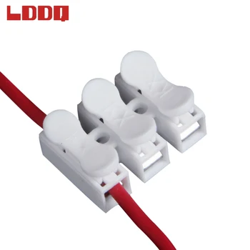 

LDDQ 100pcs CH-3 Spring Wire Quick Connector 3P Electrical Crimp Terminals Block Splice Cable Clamp Easy Fit Led Strip