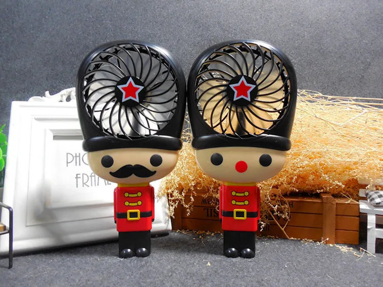 Mini Cute Solider Fan British Style With 1200mah Battery USB Electric Portable Fan 3 Speed Ventilator Air Cooling For Travel