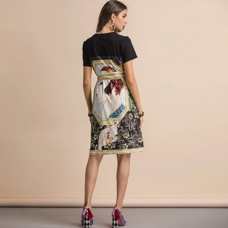 Женское платье с рисунком LD LINDA DELLA, подиумные винтажные свободные платья с коротким рукавом и стразами, весна-лето