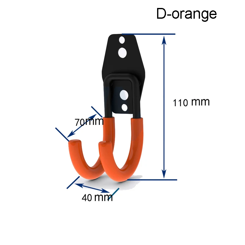 Настенное крепление для гаража, велосипедная вешалка, крюк, сверхпрочные металлические крючки для сада, ванной комнаты, крючки для органайзера, кухонные инструменты для хранения с винтами 25 - Цвет: D-Orange