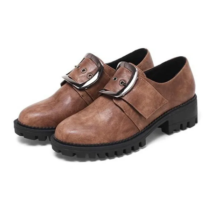D knight Retro Style with Metal Buckle Women Oxford High Heel Pumps Woman Oxfords Casual Shoes Fashion High Heels Boots Women 43 (1)