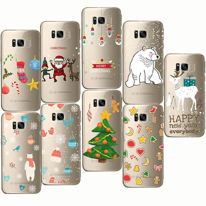 

Soft Silicone Cover Happy New Year Merry Christmas Snowman Santa Claus Phone Case for Samsung Note 4 5 S8 S9 edge plus S6 S7