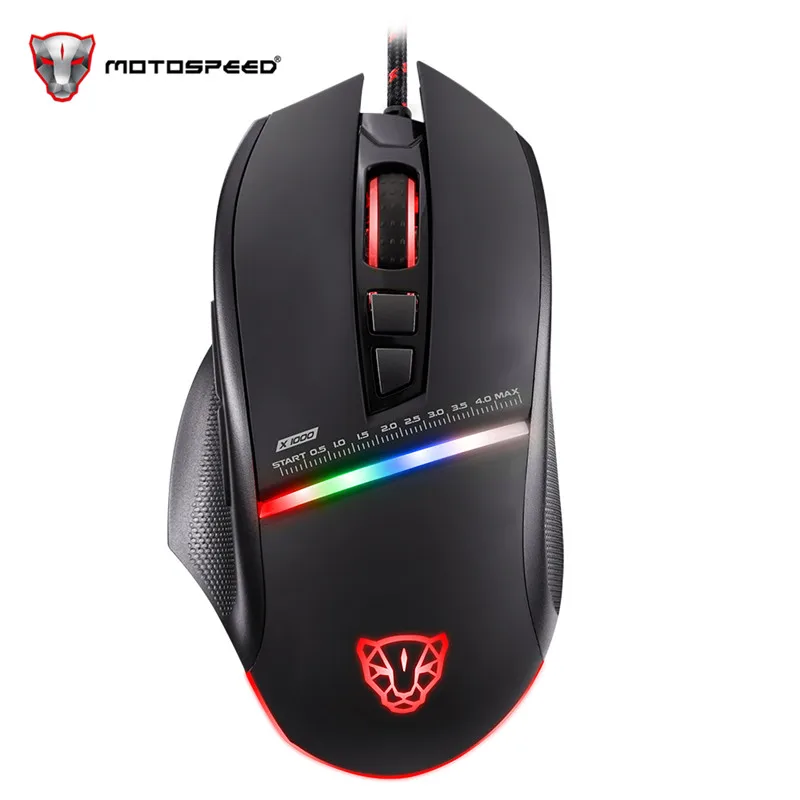 

Motospeed V10 USB Wired Gaming Mouse with LED Backlight 7Buttons 4000 DPI Optical Gamer Wired Mouse Silent for Laptop/Desktop/PC