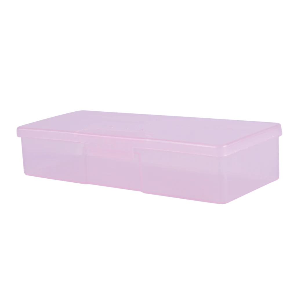 

1 Case Plastic Transparent Pink Rectangle Storage Box for Nail Manicure Tools Nail Files Drill Pushes Brush Accessory TR145