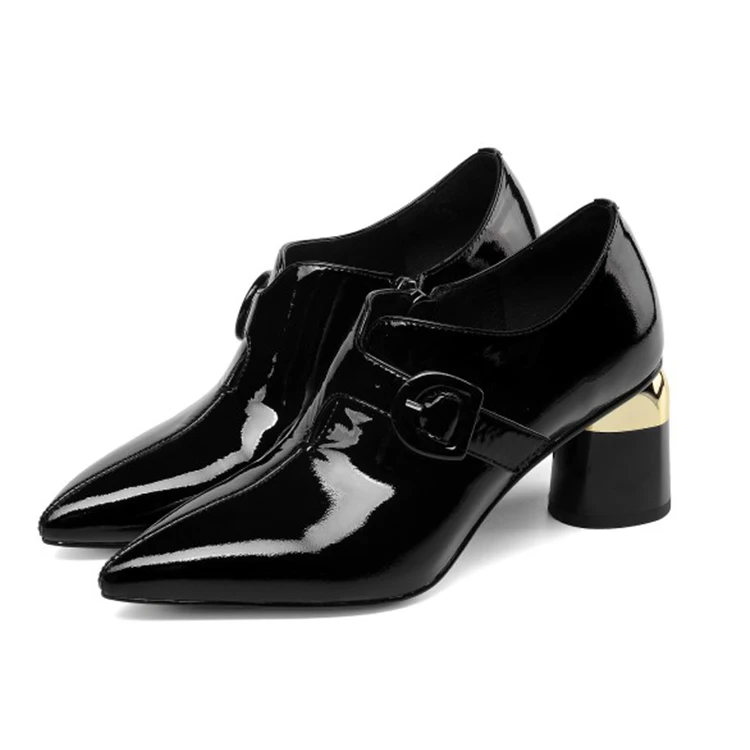 34 Pointu Talons En Mljuese Boucle Hauts beige Pompes Taille Beige Couleur Cuir Printemps Bout Automne Black Sangle Vache Mariage 2019 Femmes Chaussures Dame De 42 66xqO1