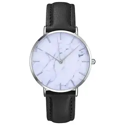 Простые мраморный сплав циферблат кожаный ремешок часы Netural для мужчин и женщин пара часы унисекс аналоговый кварцевый браслет наручные