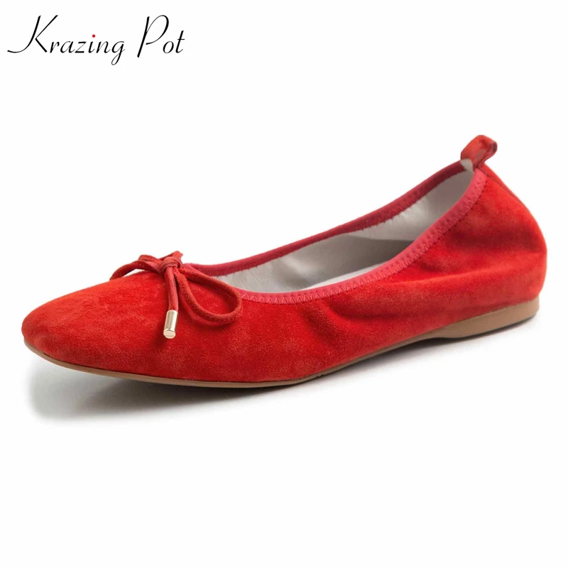 

Krazing pot new sheep leather vintage square toe butterfly-knot decoration low heels superstar dating elegant pregnant shoes l23