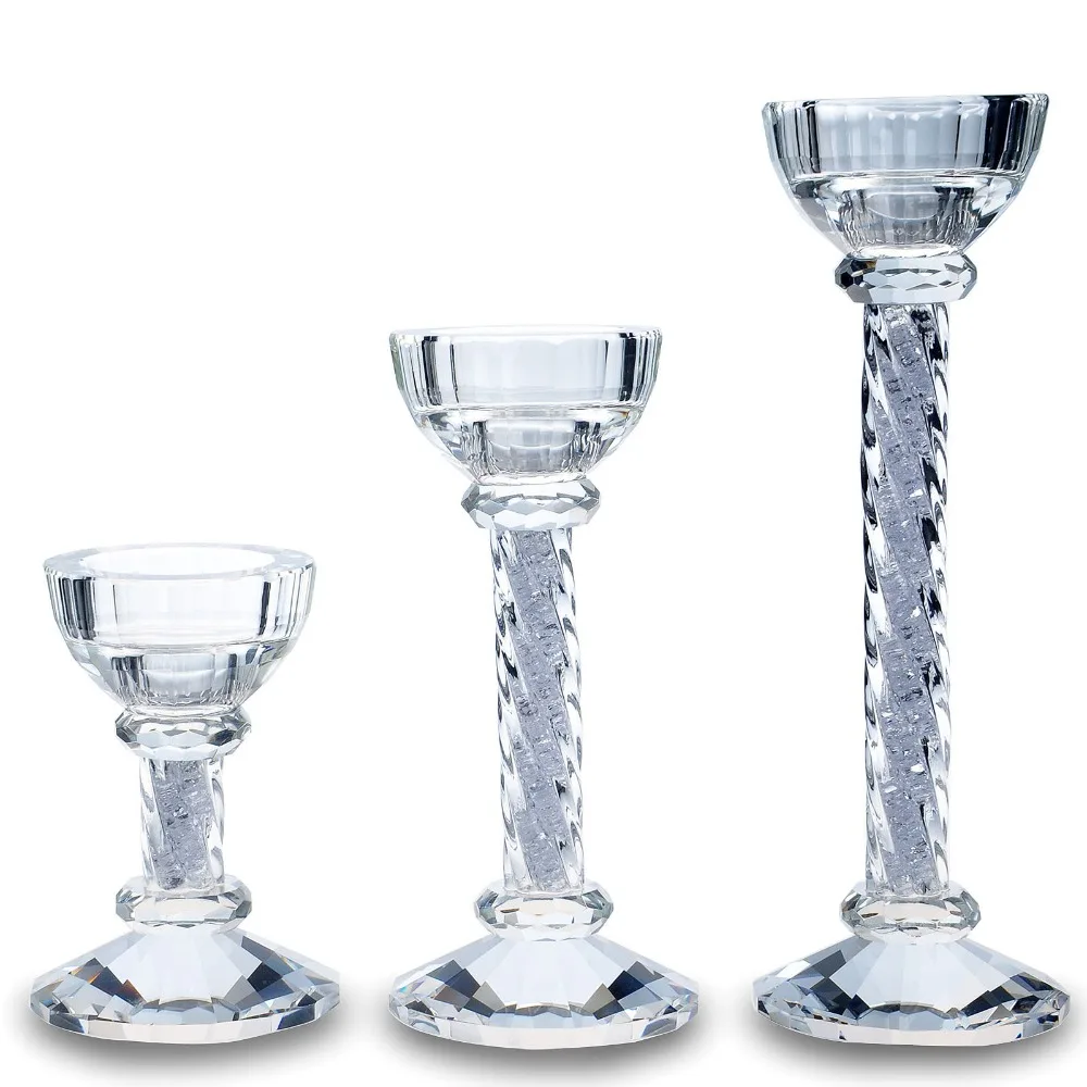 

H&D 3 Size Crystal Candle Holder Dinner Wedding Party Decor Centerpieces Candlestick