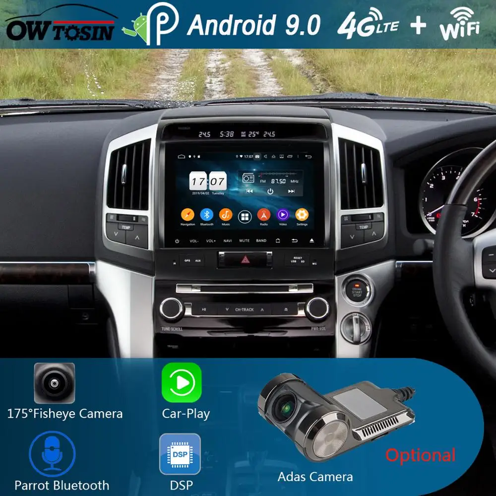 Flash Deal 9" IPS 8 Core 4G RAM+64G ROM Android 9.0 Car DVD Radio GPS For Toyota Land Cruiser LC200 2007-2015 DSP CarPlay Parrot BT Stereo 1
