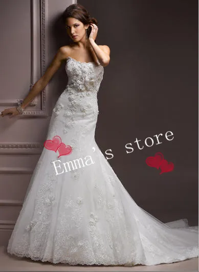 

MORI-2013 Custom Made Free Shipping Fashion Off 5% A-Line Ruched Bodice Floor Length Bow Ball Bridal Lace Wedding Gown DressesBr