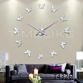

Butterfly Shape DIY Quartz Wall Clock 3D Mirror Wall Sticker Clock Large Home Decor Big Watch Horloge