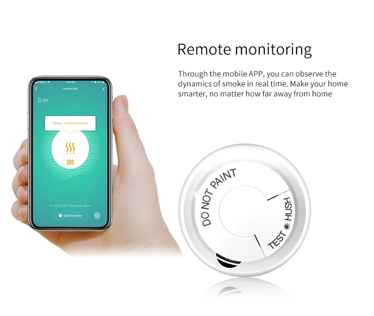 Wi-Fi детектор дыма пожарная сигнализация датчик дыма высокочувствительная система пожарной сигнализации для умной жизни управление приложением