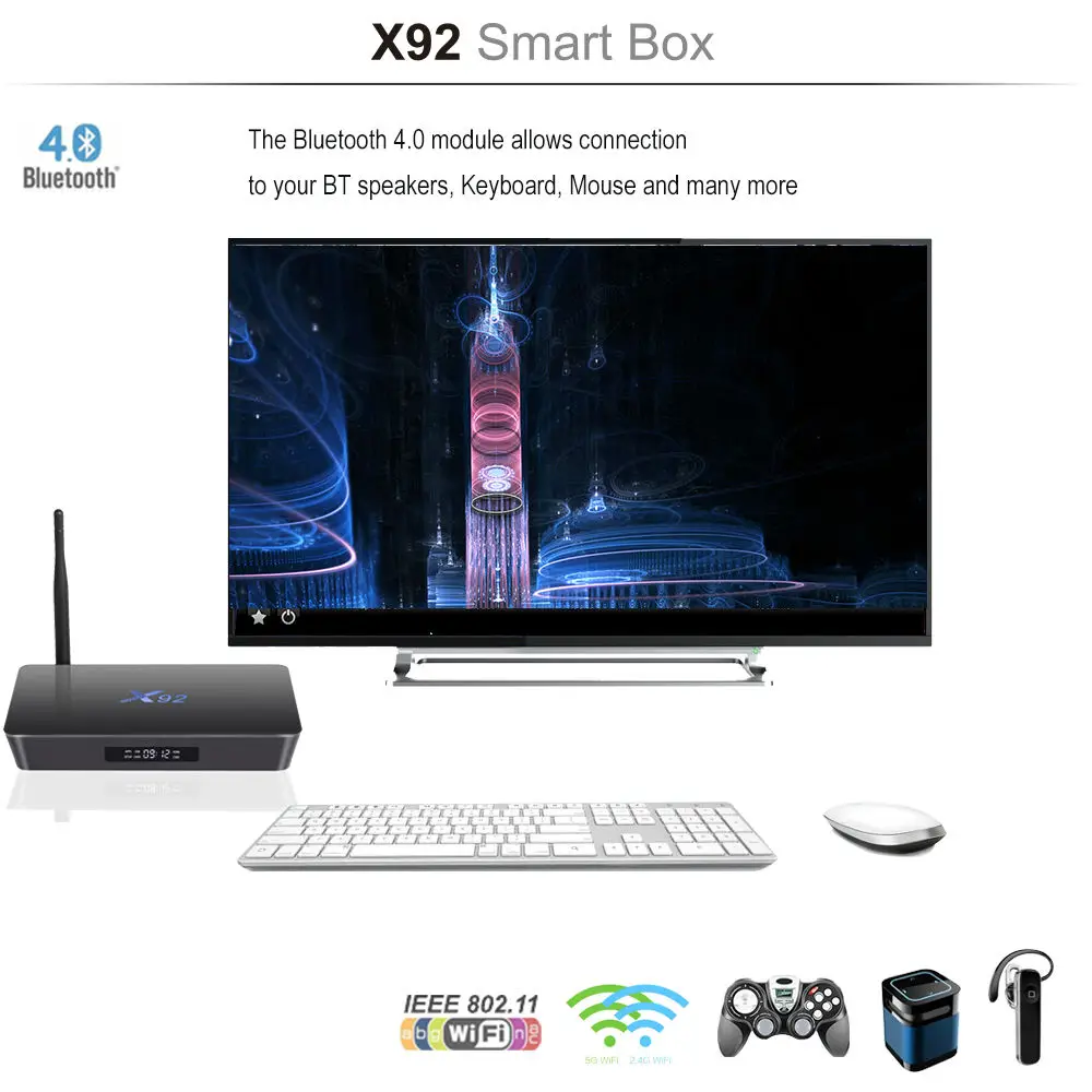 Уход оты 3g/32G Android 7,1 ТВ коробка X92 Amlogic S912 Octa Core 2G/16G X92 Smart Декодер каналов кабельного телевидения с 1000 м BT 2,4 ГГц/5,8G Dual Wi-Fi