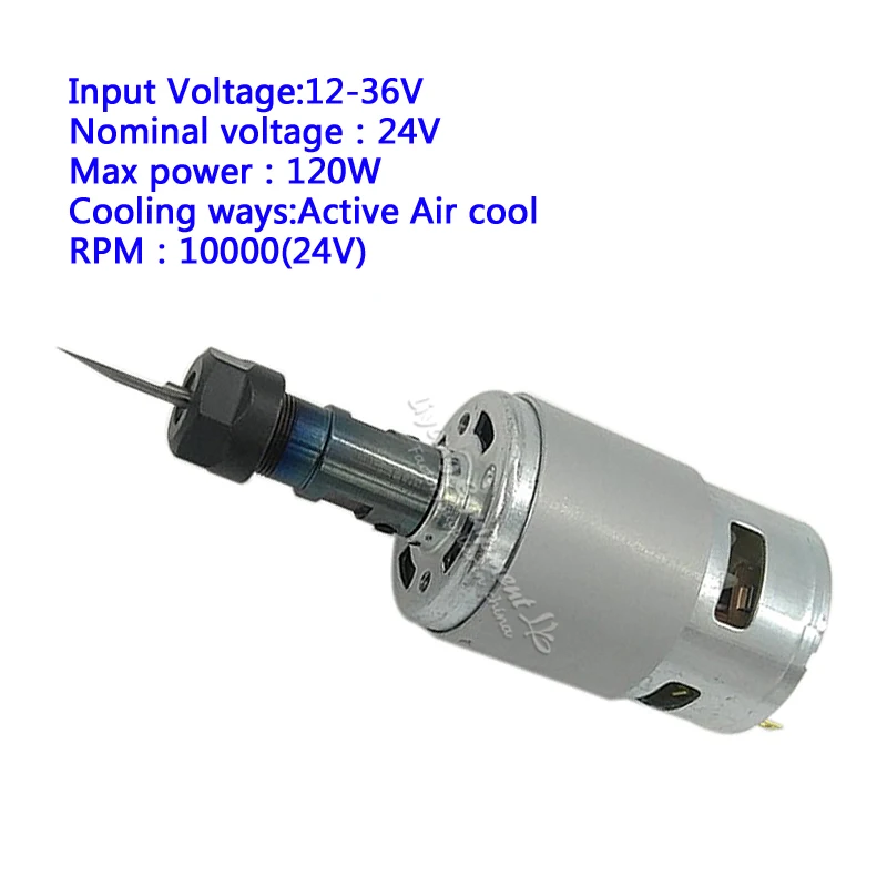 CNC DIY Engraving Machine 10000rpm 775 DC Motor 1610/ 2417/ 3018 120W Spindle with ER11 Extension Rod For Engraver Milling Tools