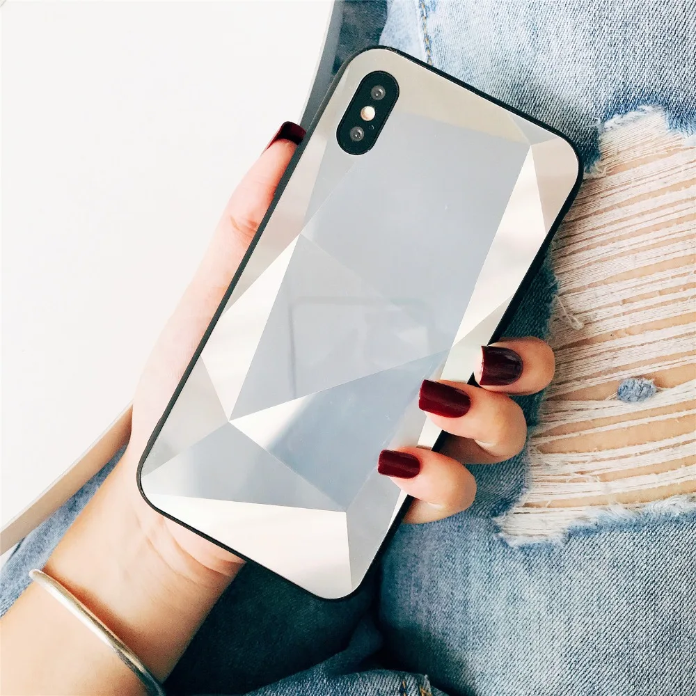 

Haissky Laser 3D Diamond Pattern phone Case for iPhone Xs Max XR X Geometry TPU Back cover for iPhone 6 6S 7 8 Plus Coque Capa