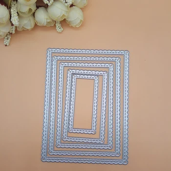 

Scallop Rectangle Stitched Sewing line Frame Cutting Dies Scrapbooking Dies Metal Embossing Stamps and die for Card Making DIY