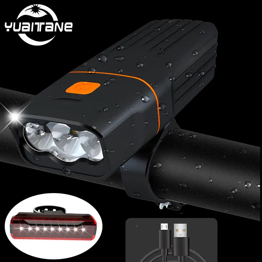 

5200mAh Bicycle Light L2/T6 USB Rechargeable Power Bank Built-In 2*18650 Batteries 3 Modes Waterproof Headlight Bike Accessories