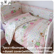 Скидка! 6/7 шт. детские постельные принадлежности хлопок занавес наборы детской кроватки Juego де Кама кровать бампер, 120*60/120*70 см