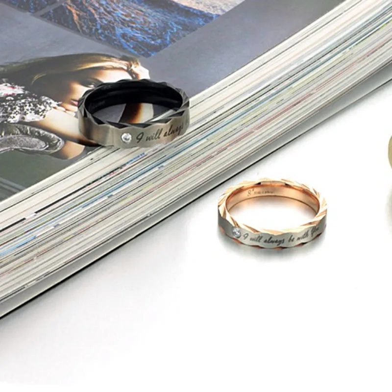 Meetcute Titanium Ring For Couple Promise Classic Print Rings Sets For Man Woman Wedding Couples Jewelry