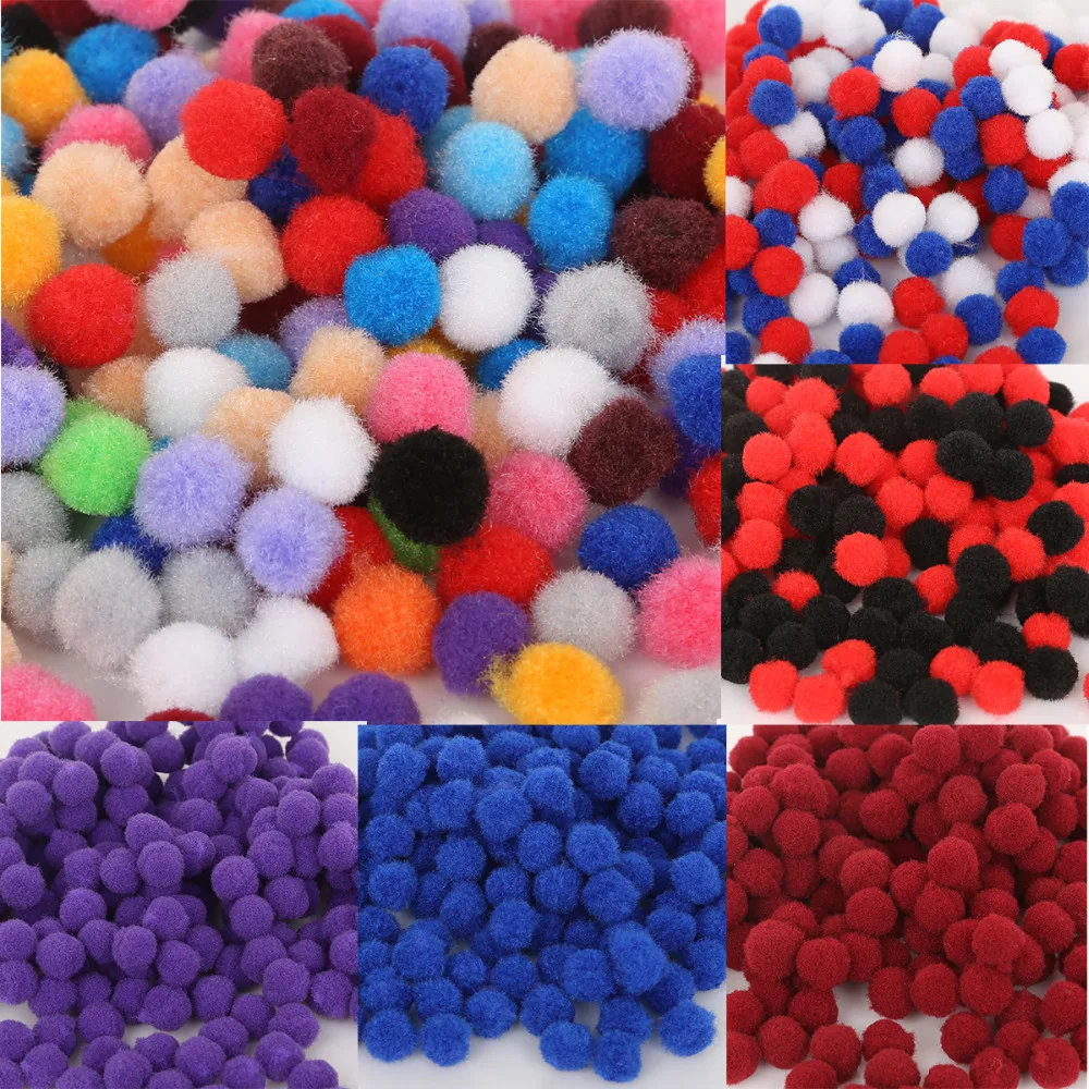 10mm Multicolor Soft Fluffy pom poms craft supplies for Kids Toys DIY 300pcs