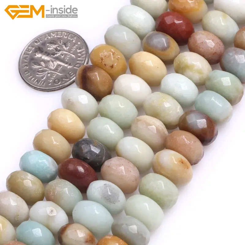 

Gem-inside 6x10mm Natural Faceted Amazonite Stone Rondelle Spacer Stone Beads for Jewelry Making 15inches DIY Jewellery