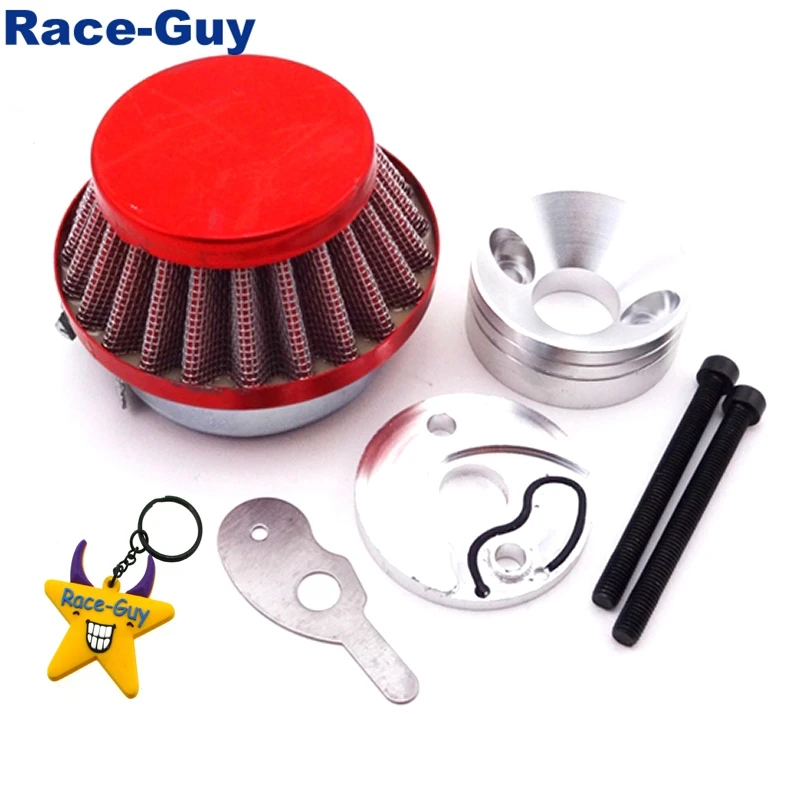 Red 44mm Air Filter + Adapter Stack For 2 Stroke 33cc 43cc 49cc Engine Big Foot Goped Blad Z Gas Scooter Xcooter Cobr |