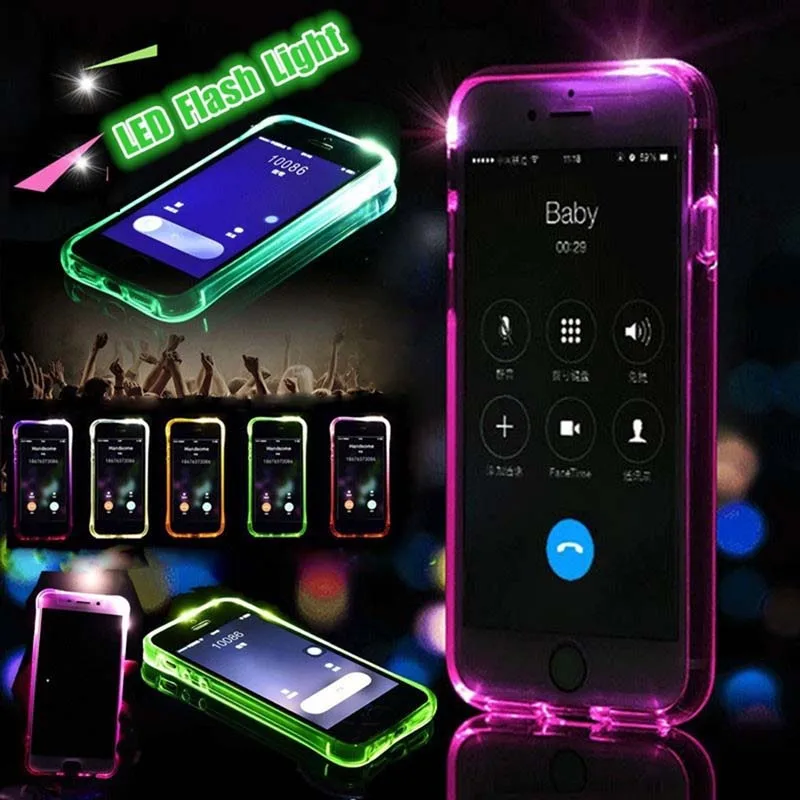 

TPU Flash Back Cover For iPhone X 7 8 LED Call Light Case For iPhone 8 7 6 6S Plus Phone Cases Shells protective Cover Anti-knoc