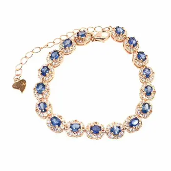 

shilovem 925 silver sterling Natural sapphire Bracelets fine Jewelry trendy new gift women yhl030501agl