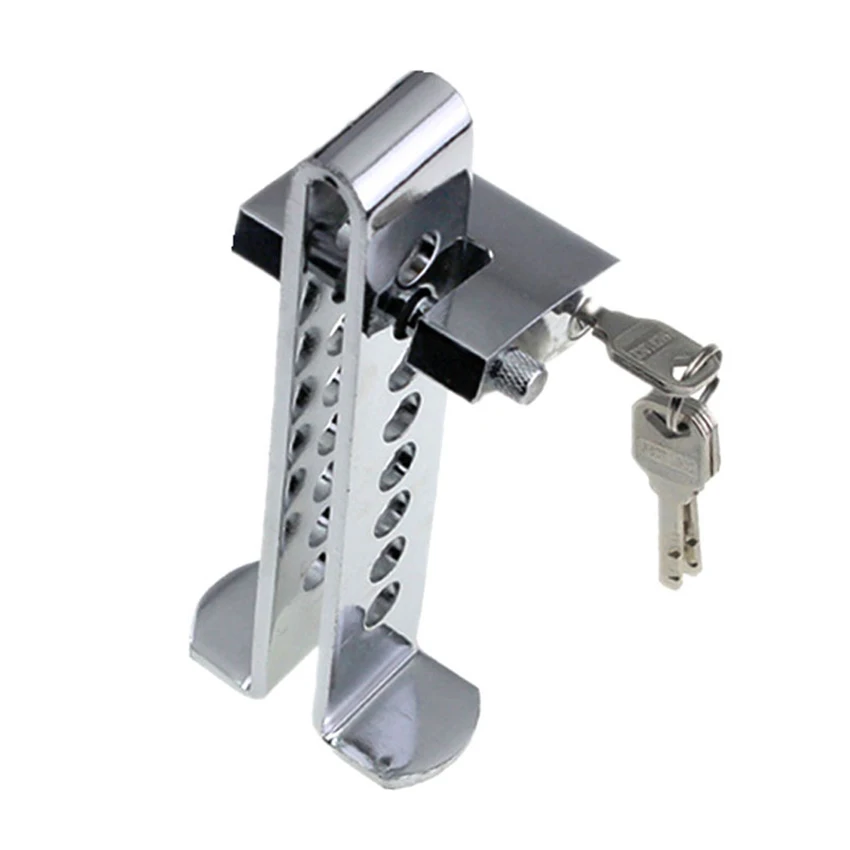 1 Set Universal Auto 8 Holes Pedal Security Lock with Keys Anti-Thief Device Stainless Steel Clutch Lock Car Brake Safety
