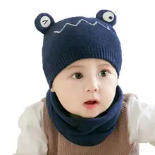 Осенне-зимний хлопковый Детский набор из шапки и шарфа для детей, для мальчиков и девочек, дизайнерская шапочка с героями мультфильмов, шапка и шарф-кольцо, теплый комплект из 2 предметов