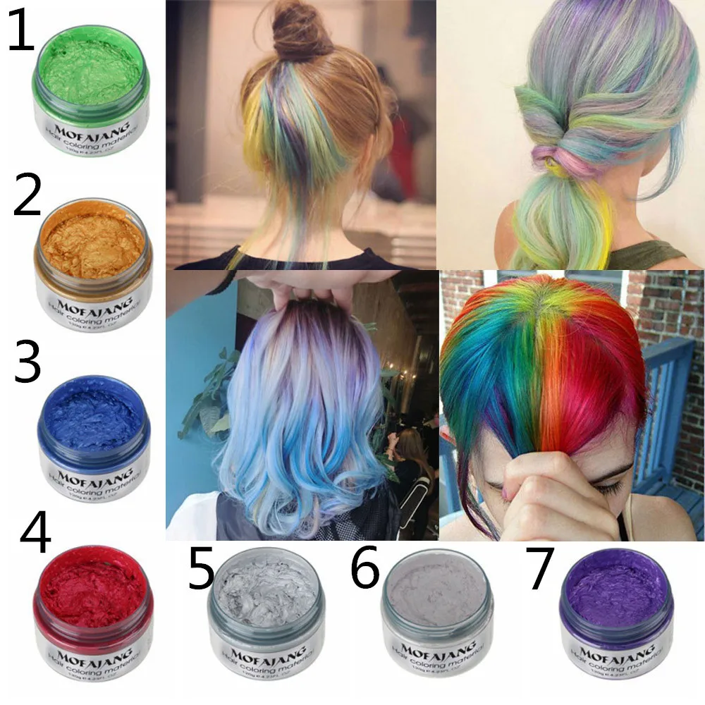 

2019 DIY Hair Clay Wax Mud Dye Cream Grandma Hair Ash Dye Temporary 7 Colors Black Hair Coloring Shampoo #20.15