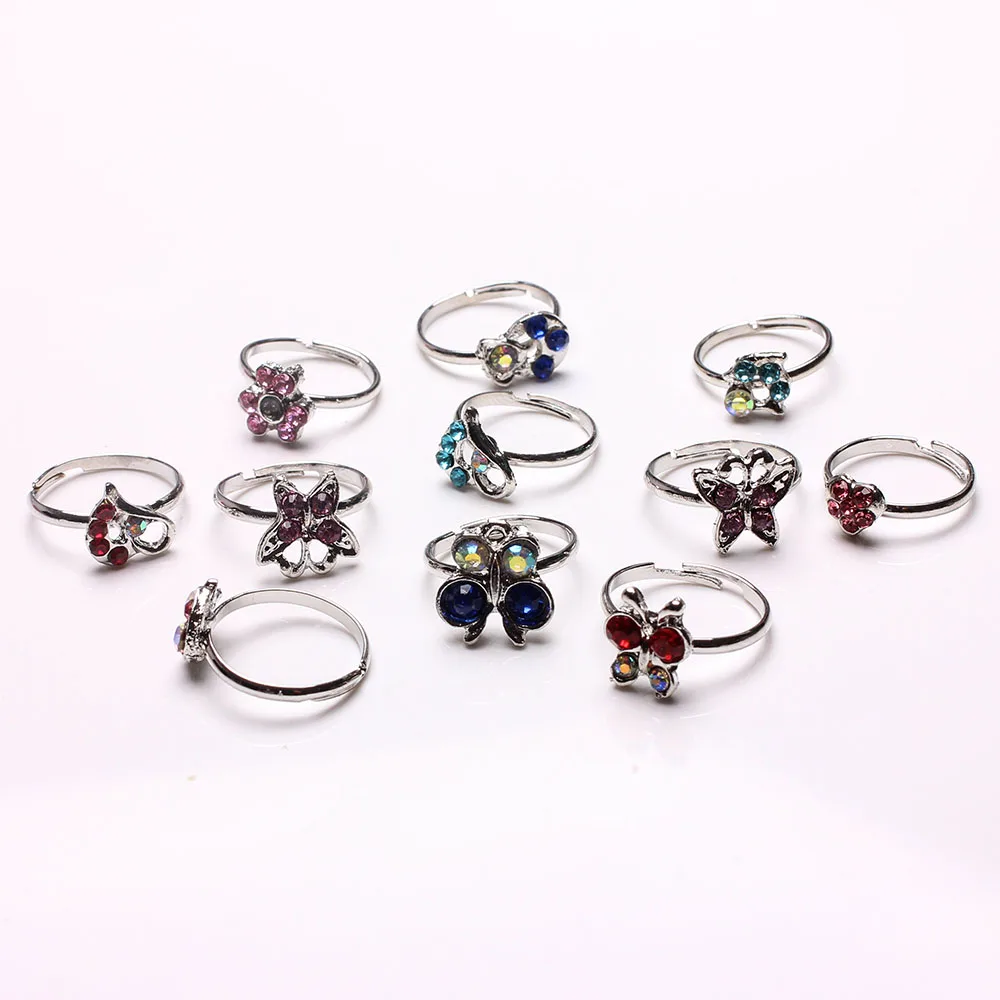 100 шт. регулируемые кольца с мультяшным кристаллом для девочек|ring kids|adjustable ringring