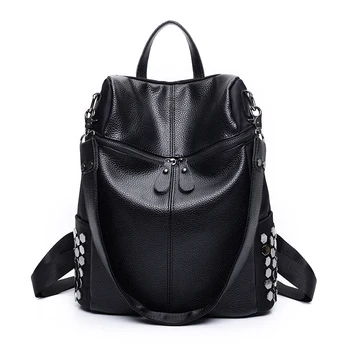 

Fashion New Arrival Preppy Style Pu Leather Women Backpacks Fashion Rivet Backpacks For Girls Casual Travel Women School Bag
